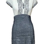 Rebecca Taylor Cream Black Sheath Dress Size 4 Photo 0