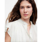 Madewell Shirred Lace Trim Top Blouse Cotton Viscose Lightweight White Small NWT Photo 4