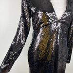Motel  Melana Plunge Neck Bodycon Sequin Dress Black Medium New Photo 4
