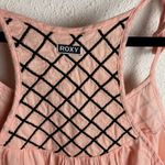Roxy  Size Medium Tie Tank Top Light Pink Black Embroidered Flowy Cotton Beach Photo 4