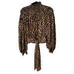 Frame  Smocked Cheetah Blouse in Camel Multi Photo 4