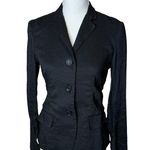 Theory  Pinstripe Blazer Jacket Linen Blend Black 4 Photo 1