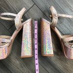 Mettesally Women's Prism Shiny Open Toe‎ Sandals Chunky Block Platform Heels 8.5 Gold Photo 8