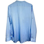 Calvin Klein Light Blue Shimmer Long Sleeve Button Front Blouse Size Medium Photo 4