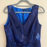 Tahari Formal Blue Satin Sleeveless Sheath Dress Size 8 Photo 1