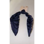 Headband Embellished Beaded Floral Knot Navy Blue & Gold Photo 5