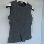 Ann Taylor Women's Marled Sleeveless Shell Knit Top Slight Peplum Heather Gray Photo 4