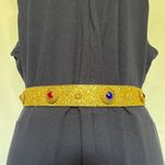 None Glittery Gold Womens Belt Size Small Jewel Medallions Large Gold Buckle 1.75" Photo 3