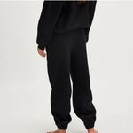 For Love & Lemons  Julie Sweatpants Rose Embroidered Black Medium Coquette Chic Photo 1