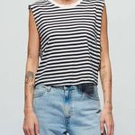 Nation Ltd  Collins Crewneck Muscle Tank Womens L City Stripe Black Cream Photo 0