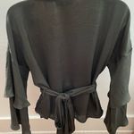 Cupcakes and Cashmere Yeta green wrap tiered bell sleeves blouse, size S party Photo 9