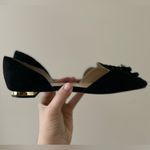 Adrienne Vittadini  Alvine D'Orsay Tassel Flats Shoe Black Suede Leather Size 9.5 Photo 4