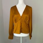 J.Crew  burnt orange v-neck button up long sleeve top size 4 Photo 1