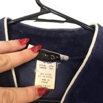 Christian Dior Vintage 1980s Women's Medium Navy Velour House coat/Dressing Gown Photo 2