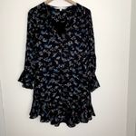 Veronica Beard Dress Preston Long Sleeve Ruffle Mini in Black Floral Size 12 Photo 2
