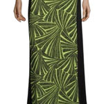 Michael Michael Kors Printed Maxi Dress size Medium Two Tone Abstract Leaf Black Photo 0