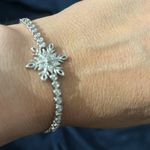 Macy's NWT Sterling  Silver Snowflake Swarovski Adjustable Tennis Bracelet Photo 2