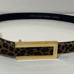 Vintage 80s Women’s Animal Print Gold Accent Leather Belt Size 32”‎ Brown Photo 0