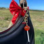 NEW Gold Red Lollipop cherry heart purse bag charm keychain Photo 2