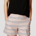 Loft Ann Taylor Striped Dusty Pink, Black and Cream Shorts sz 0 Photo 0