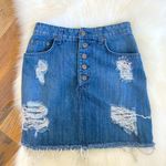 Carmar Ripped Raw Hem Distressed Button Front Denim Skirt Size 26 Photo 1