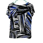 Chico's Travelers by  Size 1 Shirt Black Abstract Short Sleeve‎ Blouse Stretch Photo 1