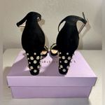 Madden Girl  Bitsyy Black Suede Block Heel With Faux Pearls Strappy Party New‎ 9 Photo 4