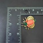 Rare Juliana Delizza & Elster Faux Coral Cabochon Rhinestones Beetle Bug Brooch Orange Photo 4