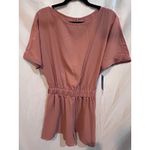Cupshe NWT  Rose Pink Elastic Waist Short Sleeve Open Back Romper Photo 2