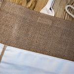 Hello Weekend Tote Bag White And Tan Raffia/Burlap Material Photo 4