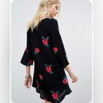 Altar'd State Altar’d State black and red roses floral vneck shift dress size small Photo 2