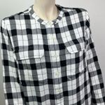 Gap B&W Plaid Flannel Button Front Shirt Dress Photo 3