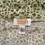 Talbots Dress 8 Green White Crossover bodice Tie Closure Flare 3/4 Sleeve Photo 4