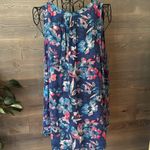 Sonoma sleeveless blue floral three-quarter button-down blouse Photo 2