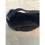 Vintage Castellari Navy Blue Leather & Fur Shoulder Bag, Y2K Dark Blue Italian Photo 6