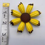 Vintage enamel sunflower brooch pin VTG‎ Yellow Photo 4