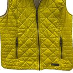 GH Bass and Co Quilted Vest Chartreuse Zip Front Fleece Collar Zip Pocket Medium Yellow Photo 7