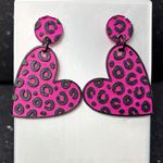 Handmade Pink Leopard Heart Earrings Photo 0