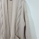 VICI  Cream Oversized Heavyweight Chunky Cable Knit Belted Cardigan Photo 5
