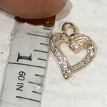 E 925 Gold Tone Heart Shaped Stone Necklace Charm Jewelry Photo 3