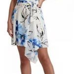 DKNY  Floral Printed Draped Front Mini Dress Blue 12 Photo 0