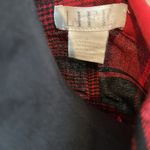 Red and Black Plaid women’s Shirt with Rhinestone Skull Design Size L Photo 4