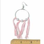 None Statement Earrings‎ Tassel Fringe Big Hoops Faux Pearl Silver Pink White Silver Photo 1