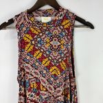 Maeve Sleeveless Dress Womens Small Red Boho Abstract Print Midi Festival Indie Photo 1