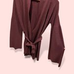 Talbots Cute plum pudding marino wool tie waist open front sweater bell sleeve Photo 2