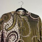 Chico's  Fitted‎ Mock Neck Patterned Top Size 1 Small Zip Back Equestrian Photo 2