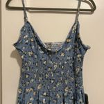 Blue & Cream Floral Print Ruffle Hem Tulip Maxi Dress Size Large NWT Photo 2