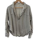 Anthropologie  Pilcro Oversized Striped Splice Henley Top Neutral Size Small Photo 2