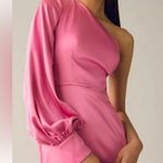Mac Duggal NWT  Size 2 Pink 26712 ONE SHOULDER BISHOP SLEEVE SATIN Formal GOWN Photo 2