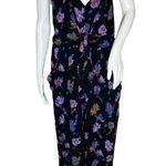 Anthropologie  Moulinette Soeurs Jumpsuit Womens Large Black Purple Floral Casual Photo 0